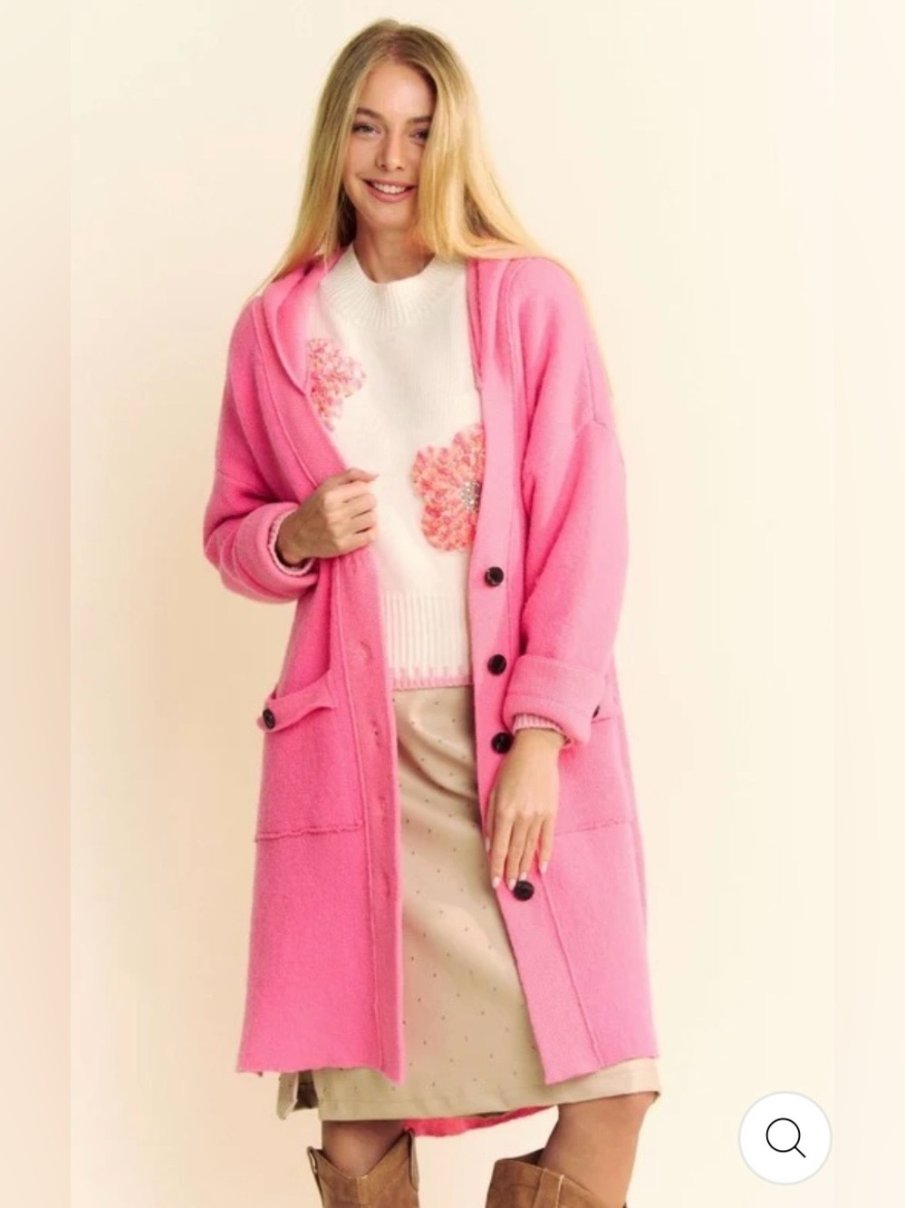 DAVI & DANI SIDE SLIT BUTTON UP HOODED CARDIGAN
